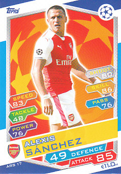 Alexis Sanchez Arsenal 2016/17 Topps Match Attax CL #ARS17